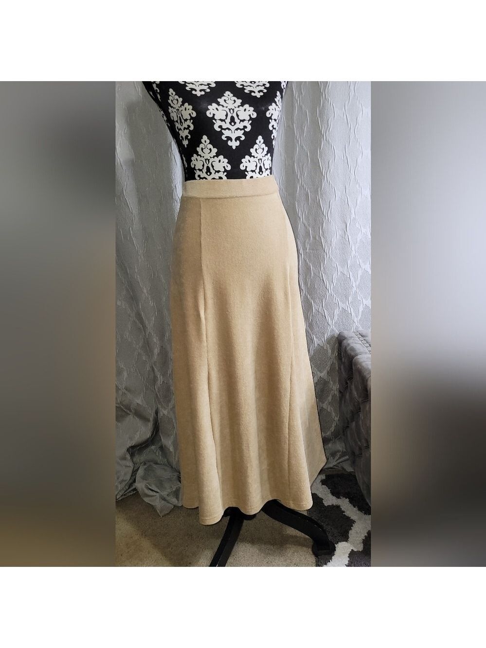 Melissa Paige - Vintage-Style Tan Corduroy Skirt